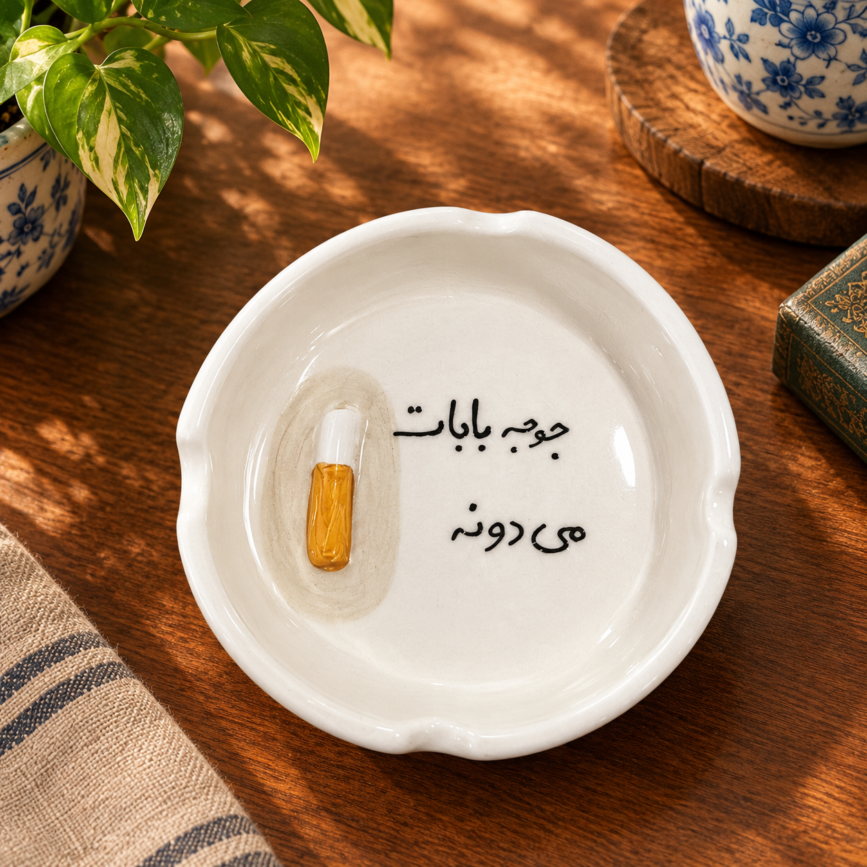 زیر سیگاری تکست برجسته سرامیکی دست‌ساز